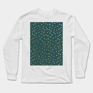 Snowflakes and dots - teal and gold Long Sleeve T-Shirt